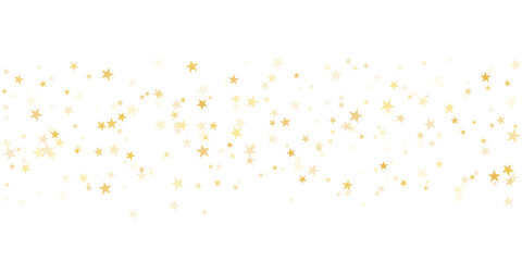 Gold stars vector background, sparkling Christmas confetti falling isolated on white. Magic shining flying golden stars glitter backdrop, sparkle border