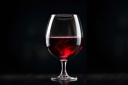 Red wine in wine glass on black background. Commercial promotional photo