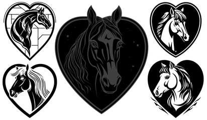 horses vector illustration ready for vinyl cutting