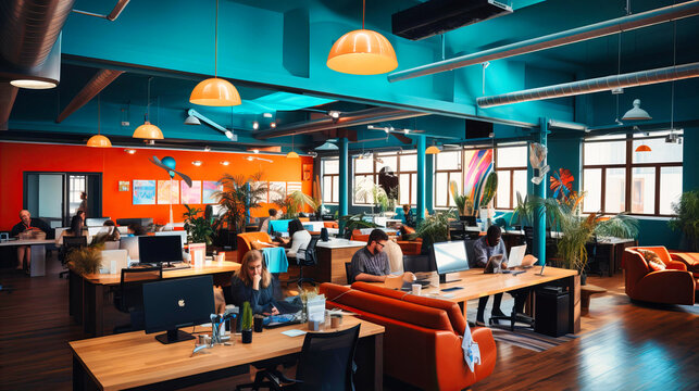 A bustling startup cowering space