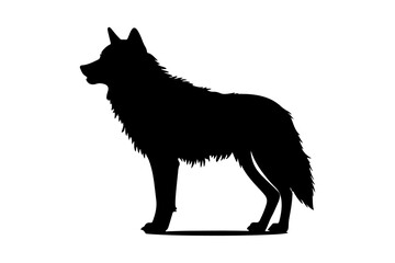 Vector wolf silhouette isolated on white, wild animal, logo with wolf, vector image black color	