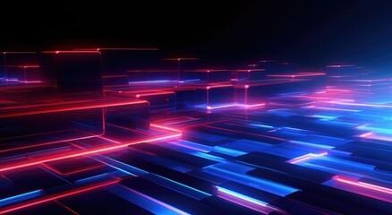 abstract futuristic neon background with glowing ascending lines. Fantastic wallpaper