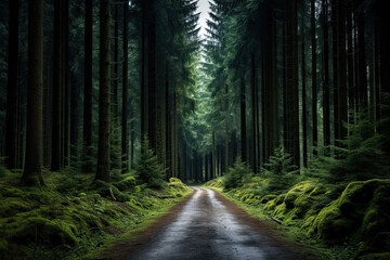 Obraz premium Path Through a Sunlit Forest