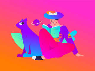 Education learning people flat vector concept hand drawn illustration