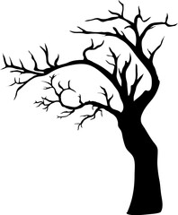 silhouette of a bare tree eerie branch Halloween flat vector decoration illustration