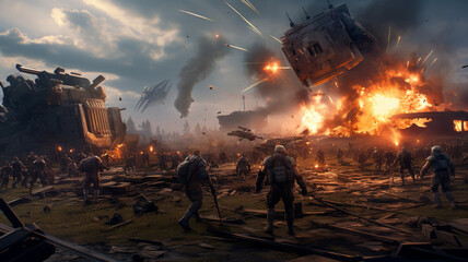 Obraz premium Craft an epic battle scene in a game