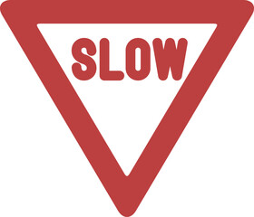 シンプルな標識のカラー単品イラスト　徐行　前方優先道路