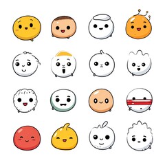 Fototapeta premium Set of cartoon faces expressions, face emojis, stickers, emoticons, cartoon funny mascot characters face set