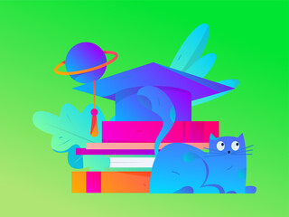 Education learning people flat vector concept hand drawn illustration