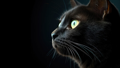 Black cat on a dark background photo