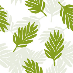 Tropical leaves seamless pattern. Floral backdrop. Matisse inspired decoration wallpaper. Simple organic shape background