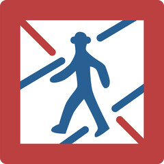 Obraz premium シンプルな標識のカラー単品イラスト 歩行者等横断禁止