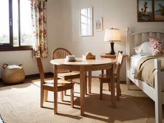 Fototapeta premium Bask in the warmth of morning light in this Bohemian modern living room. AI-generated design creates an inviting mood.