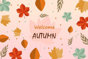Autumn banner abstract background with falling autumn leaves
