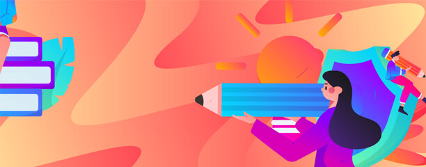 Education learning people flat vector concept hand drawn illustration