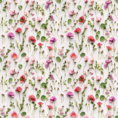 wild flower seamless pattern. summer meadow flowers on white background. sweet pea flowers - 644491162