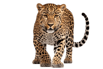 Fierce Leopard Isolated on a Transparent PNG Background. Generative Ai