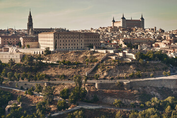Fototapeta na wymiar Aerial panoramic drone point of view historical city of Toledo