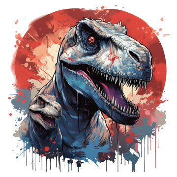 A heartwarming Dinosaur t-shirt design portraying a heart-touching scene of a dinosaur comforting a lost baby animal in a serene, Generative Ai