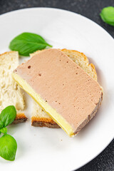 pate duck mousse slice meal food snack on the table copy space food background rustic top view