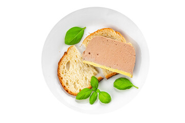 pate duck mousse slice meal food snack on the table copy space food background rustic top view