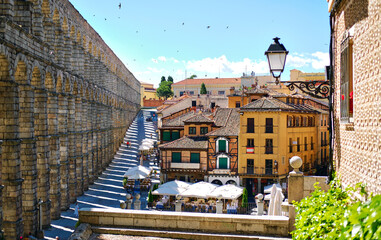 Segovia city and medieval ancient Roman Aqueduct