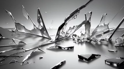 Fotobehang 砕け散るガラスの破片　ひび割れ © sunafe