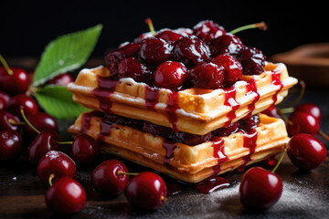 Viennese waffles with cherries