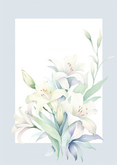 Watercolor Easter Invitation Card Template,  Soft Lavender Lilies and refreshing Mint Green hues
