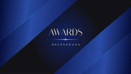 Dark blue golden royal awards graphics background. Lines growing elegant shine spark. Luxury premium corporate abstract design template.