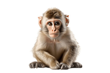Portrait Monkey Isolated on a Transparent PNG Background. Generative Ai