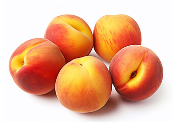 Fototapeta na wymiar Fresh sweet peaches on white background.Macro.AI Generative