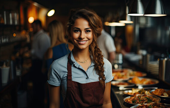 A top notch waitress who is smiling while she works.  Smart and effective. Great service!