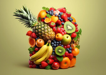 Fresh fruits and berries.healthy lifestyle.AI Generative.