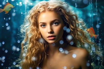 Blonde beautiful Siren Mermaid