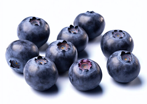 Fresh healthy blueberries on white background.Macro.AI Generative