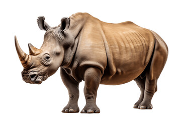 Rhinoceros portrait Isolated on a Transparent PNG Background. Generative Ai