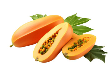 Fresh Papaya Isolated on a Transparent PNG Background. Generative Ai