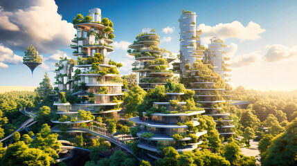 Eco Friendly Urban Planning, Designing with Nature in Mind - obrazy, fototapety, plakaty