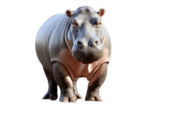 Hippopotamus Portrait Isolated on a Transparent PNG Background, Render. Generative Ai