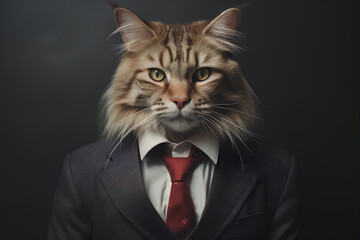 Cat in suit, AI GENERATED