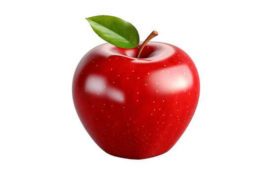 Realistic Apple Portrait Isolated on a Transparent PNG Background, Render. Generative Ai