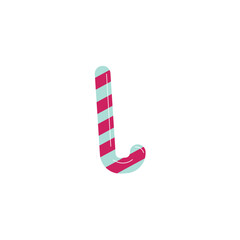 Candy cane sweet stick, Christmas or New Year festive flat icon, white cane with red stripes vector illustration