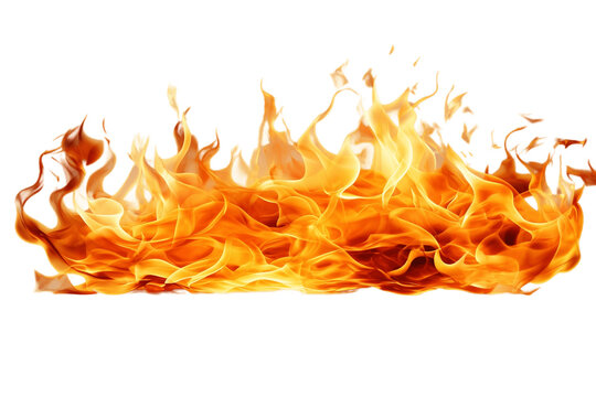 Intense Fire Isolated on a Transparent PNG Background, Render. Generative Ai