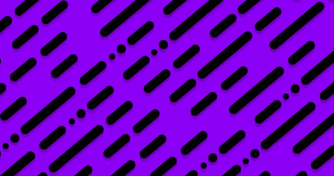 Black colors rounded rectangle shapes moving diagonally over purple background.
