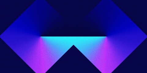 Blue and Purple Abstract Background with Geometric Shape and Rough Noise Grain Texture. Smooth Gradient Background for Banner, Poster, Wallpaper or Design Element