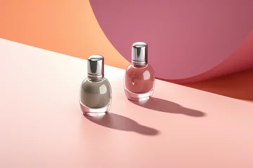 Foto op Plexiglas Minimalist modern product package branding mockup, nail polish or perfume bottle. Creative template with copy space.  © SnowElf