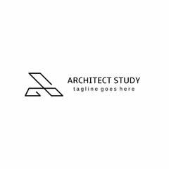 initial letter a black line studio architect logo. one vector line.