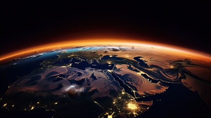 Sunrise Over Earth - View from Space, Photorealistic Illustration