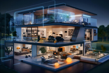 A modern smart home. Inside view.